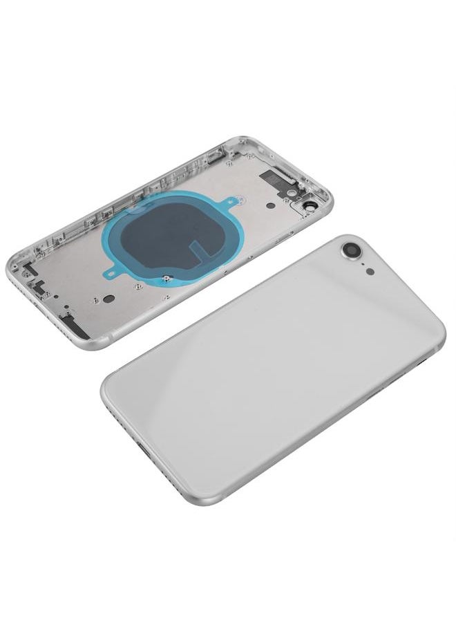 Replacement Back Glass Full Housing Frame Battery Door Cover for iPhone 8 8 Plus (White)