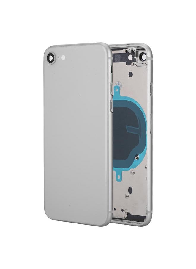 Replacement Back Glass Full Housing Frame Battery Door Cover for iPhone 8 8 Plus (White)