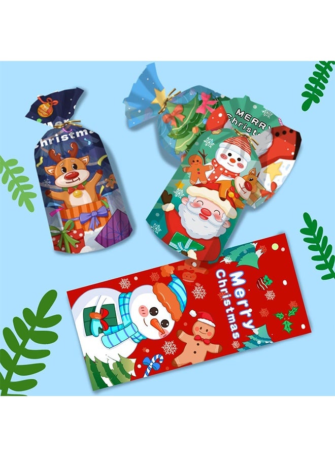 ليمون ٥٠ كيس سيلوفان لأعياد الميلاد، لوازم الحفلات، أكياس حلوى، أكياس سيلوفان مع أربطة - Image 4