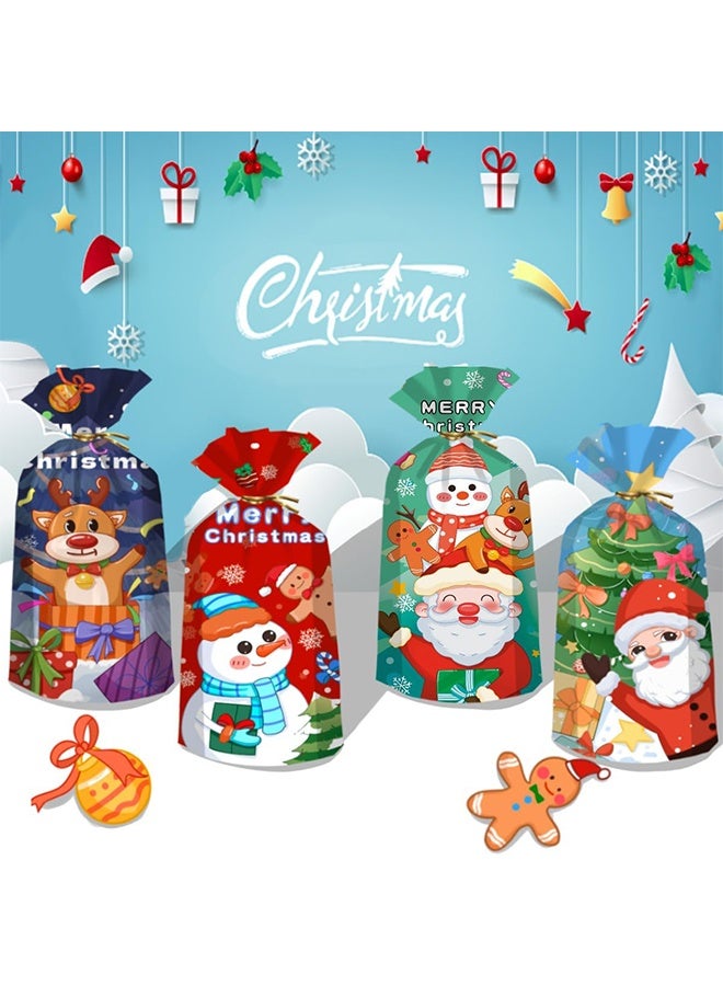 ليمون ٥٠ كيس سيلوفان لأعياد الميلاد، لوازم الحفلات، أكياس حلوى، أكياس سيلوفان مع أربطة - Image 3