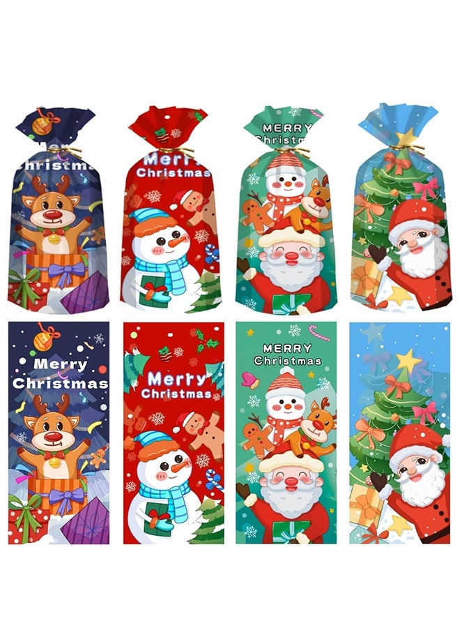 ليمون ٥٠ كيس سيلوفان لأعياد الميلاد، لوازم الحفلات، أكياس حلوى، أكياس سيلوفان مع أربطة - Image 1