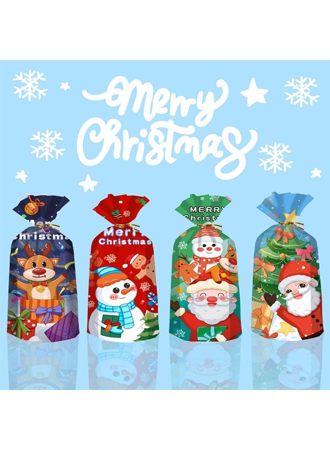 ليمون ٥٠ كيس سيلوفان لأعياد الميلاد، لوازم الحفلات، أكياس حلوى، أكياس سيلوفان مع أربطة - Image 2