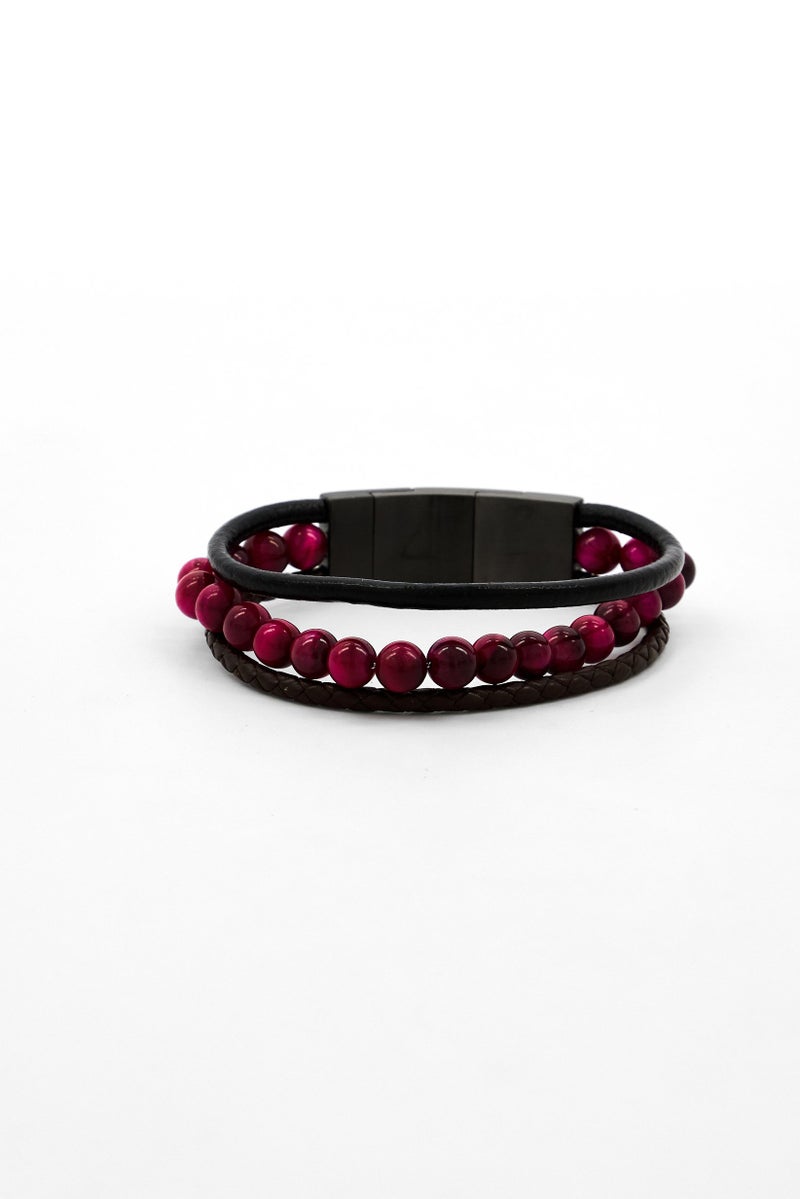 POLICE Men Beaded Fashionable Bracelet, Multicolor  - Image 3