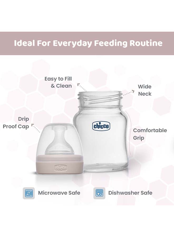 Chicco زجاجة رضاعة زجاجية للرفاهية (120 مل، تدفق بطيء) (محايد) 0M+ - Image 5