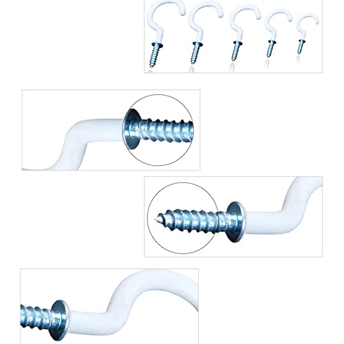 Toytle Eye Hooks - 30 Pcs 1 Inch Small Screw-in Metal Eyelets, White Stainless Steel Plated Half Circle Hangers for Walls, Home & Office Organization - Image 3