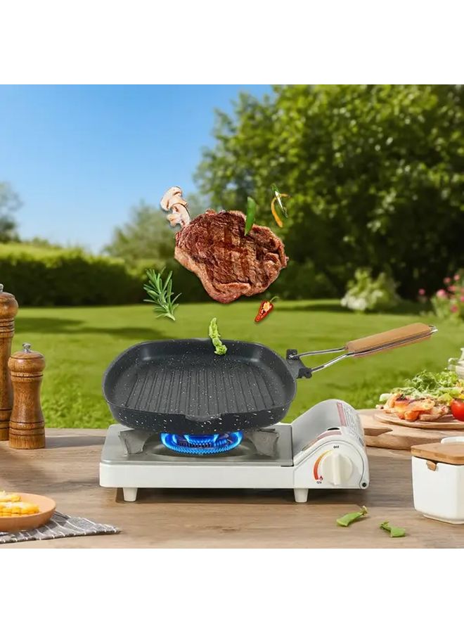 ABKOK Non-Stick Cast Iron Frying Pan 9.45 Inch with Foldable Handle Ideal for Steak - Image 2