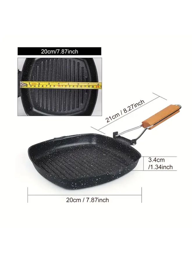 ABKOK Non-Stick Cast Iron Frying Pan 9.45 Inch with Foldable Handle Ideal for Steak - Image 3
