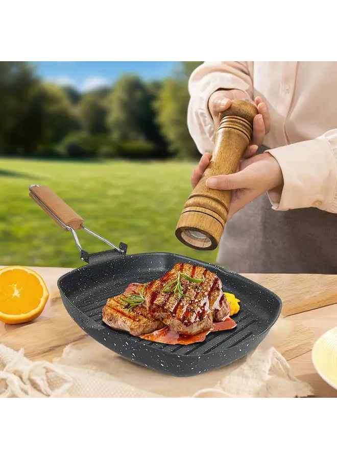 ABKOK Non-Stick Cast Iron Frying Pan 9.45 Inch with Foldable Handle Ideal for Steak - Image 1