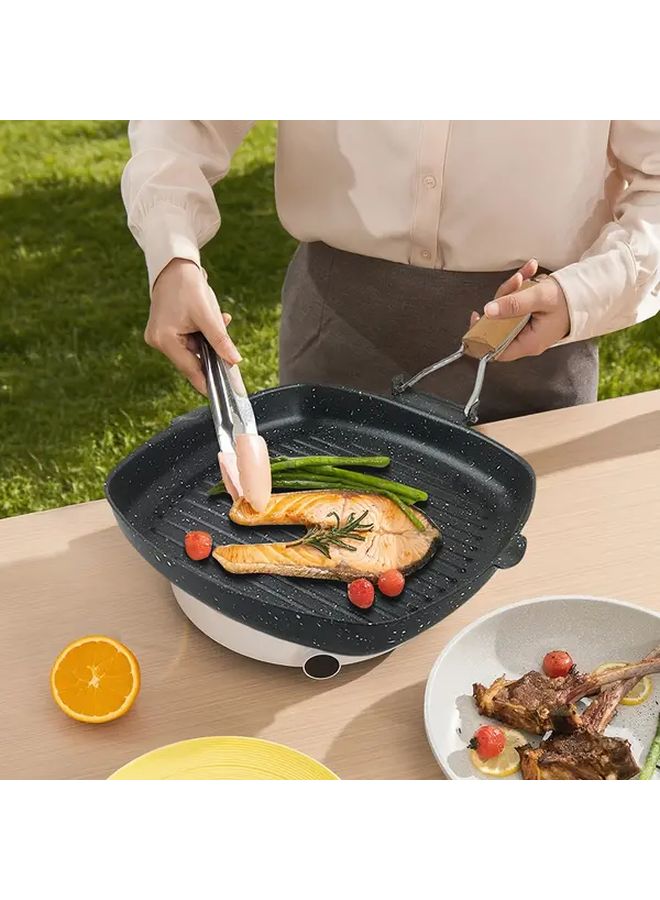 ABKOK Non-Stick Cast Iron Frying Pan 9.45 Inch with Foldable Handle Ideal for Steak - Image 5