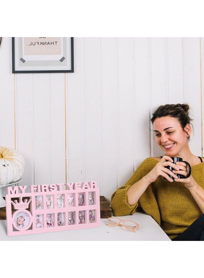 Elfzone My First Year Picture Frame - Baby First Year Photo Frame for Baby 12 Month Picture Frame and Growth Record, Pink - Image 5