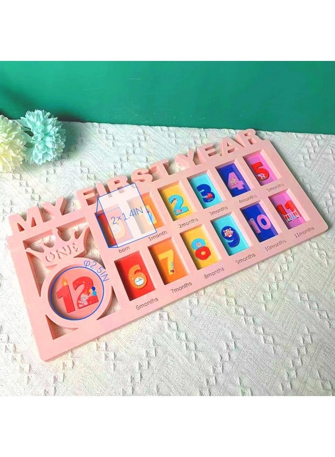 Elfzone My First Year Picture Frame - Baby First Year Photo Frame for Baby 12 Month Picture Frame and Growth Record, Pink - Image 4