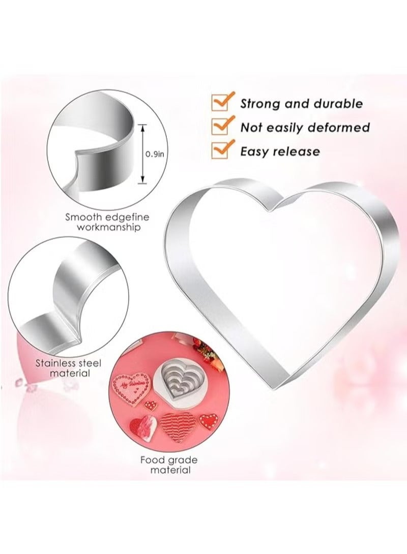 5pcs Heart Cookie Cutter Set Heart Shapes Stainless Steel Cutters Molds for Anniversary Bridal Engagement and Wedding Baking Gifts Cake Decorations - Image 2