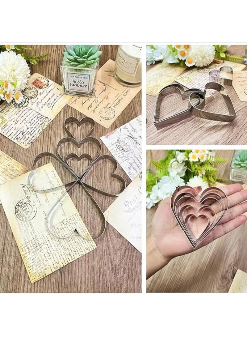 5pcs Heart Cookie Cutter Set Heart Shapes Stainless Steel Cutters Molds for Anniversary Bridal Engagement and Wedding Baking Gifts Cake Decorations - Image 3