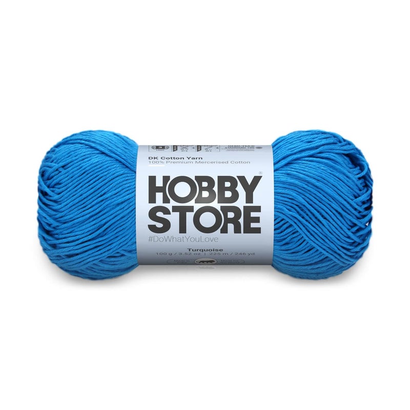 Hobby Store Cotton – DK Yarn – 100% Mercerised Cotton DK Yarn for Crochet & Knitting Lightweight Apparel (1 ball/100 g) - 348 Turquoise | Magic Needles - Image 1