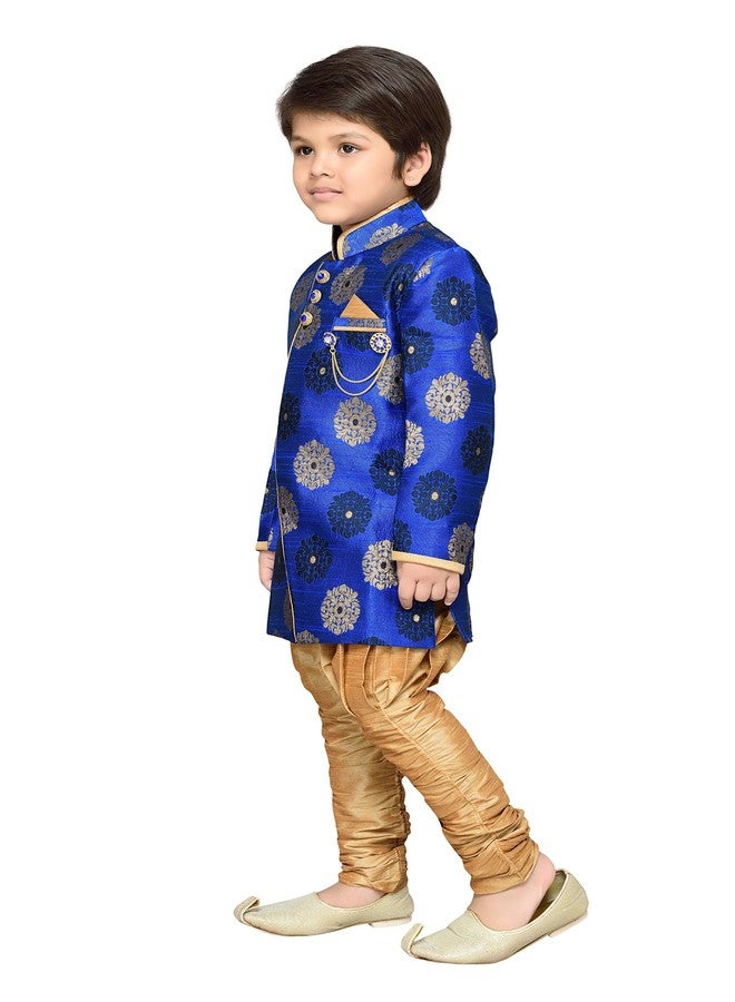 AJ DEZINES Kids Indo Western Sherwani Set For Boys (7001-BLUE-9) - Image 2