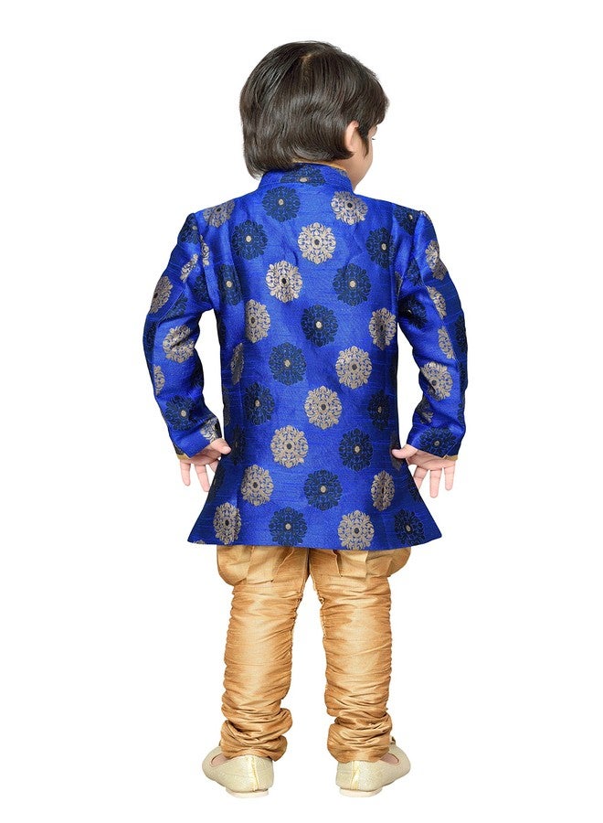 AJ DEZINES Kids Indo Western Sherwani Set For Boys (7001-BLUE-9) - Image 3