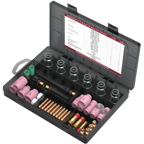 ARCCAPTAIN TIG Welding Torch Accessories kit 71 Pcs Alumina Nozzle Collets Body Stubby Gas Lens #12 Glass Cup consumables Kit For WP-17/18/26-Black - Image 2