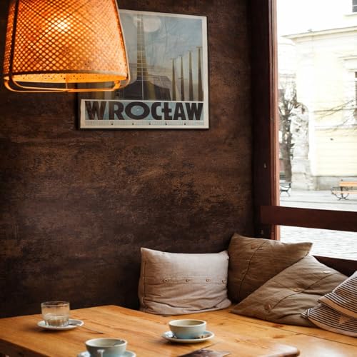 Bumoo Coffee Brown Peel and Stick Wallpaper Concrete 16''x354'' Caramel Limewash Self-Adhesive Contact Paper Modern Cement Waterproof Matte Texture Faux Leather Vinyl for Bedroom Kitchen Living Room Garage - Image 5