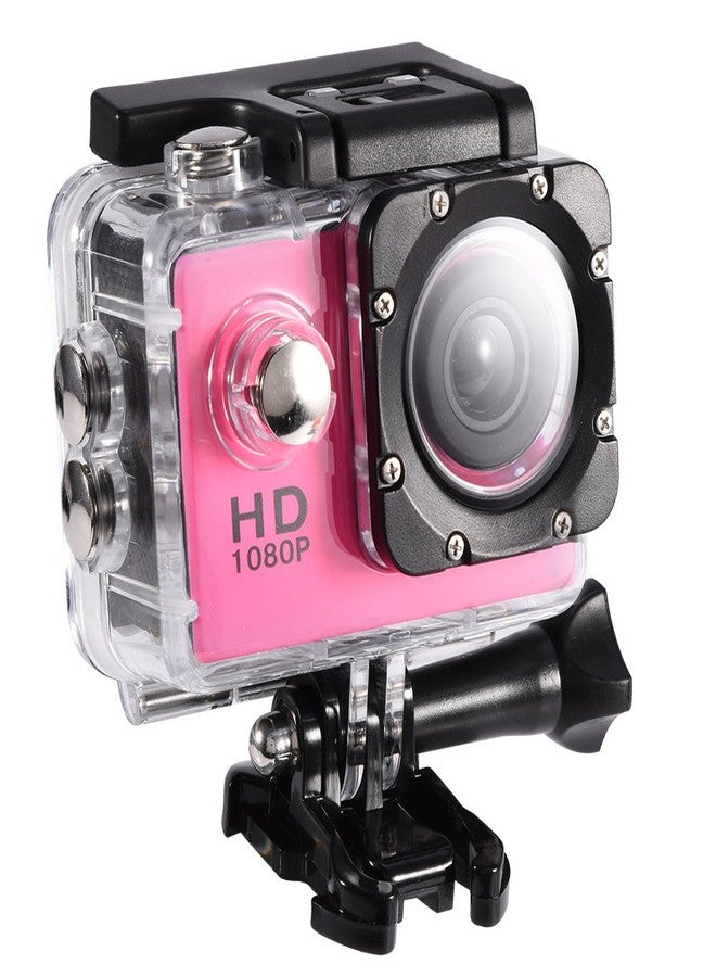Serounder Action Camera Kit 1080P 12MP 30m Outdoor Sports Video Camera USB 2.0 Underwater Cam Full LCD Mini Camcorder with 900mAh Rechargeable Batteries and Mounting Accessories Kits(Pink) - Image 1