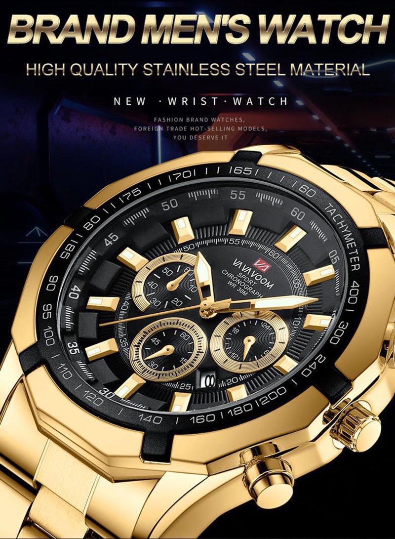 VA VA VOOM Men's Business 3-Dial Decorative Waterproof Stainless Steel Analog Quartz Watch - Image 3