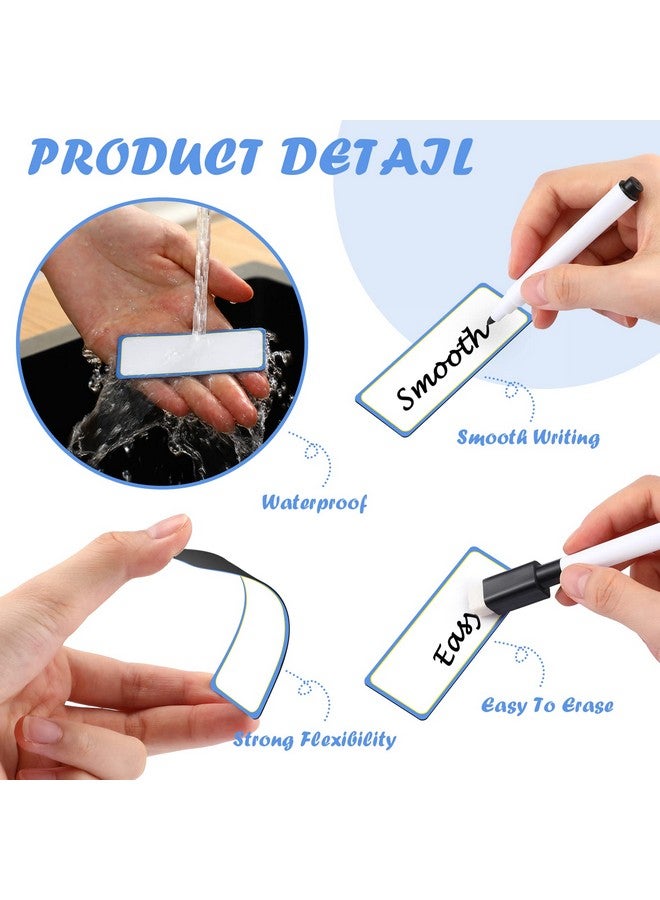 Yexiya 480 Pcs Magnetic Dry Erase Labels Reusable Name Tag Writable Magnetic Stickers Colored Name Magnets Magnetic Strips For Whiteboard Rectangle Blank Name Plates For Lockers (Simple Style 3.2 X 1.2 In)  - Image 3