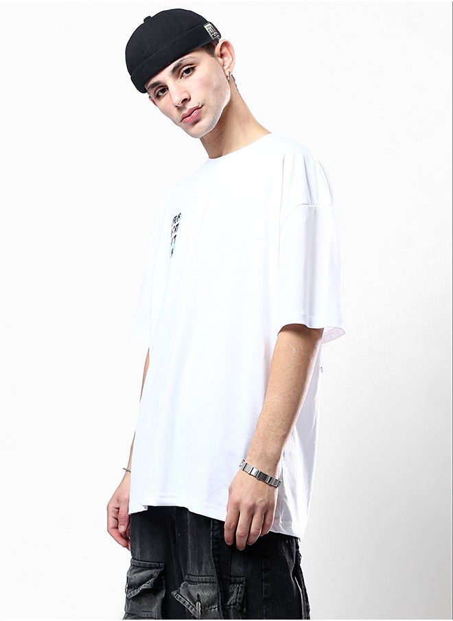 RAVIN Cotton Printed Relaxed White Tee with Crew Neck  - Image 2