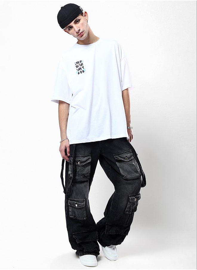 RAVIN Cotton Printed Relaxed White Tee with Crew Neck  - Image 5