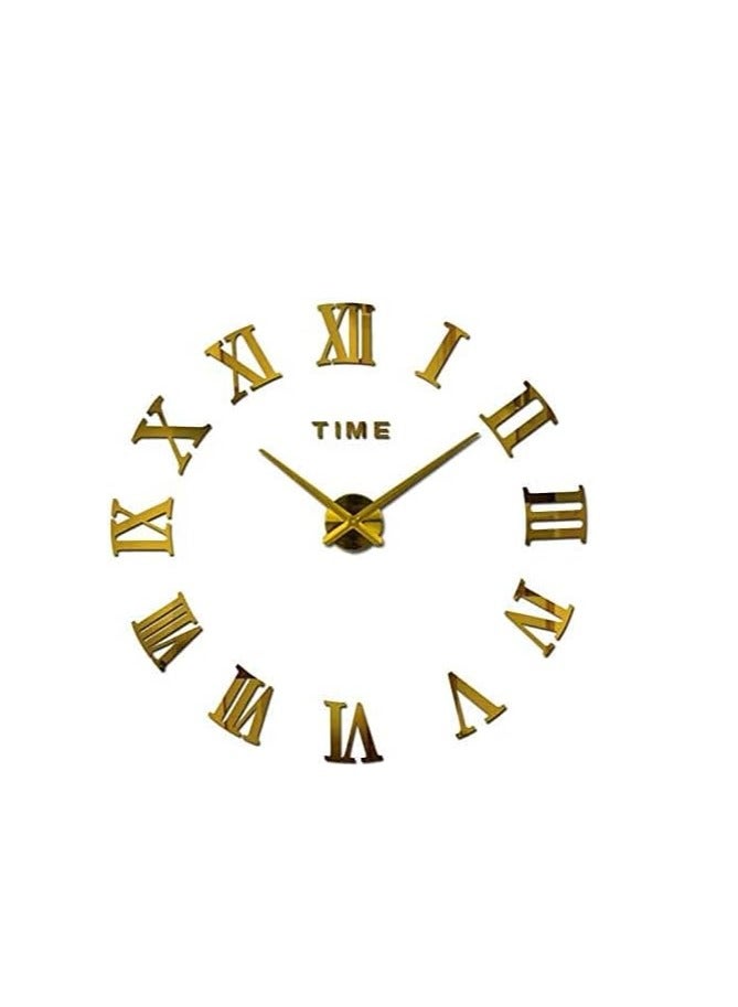 FFD Frameless Wall Clock With Mirror Number Stickers For Home & Office Decoration Black 120cm - Image 1