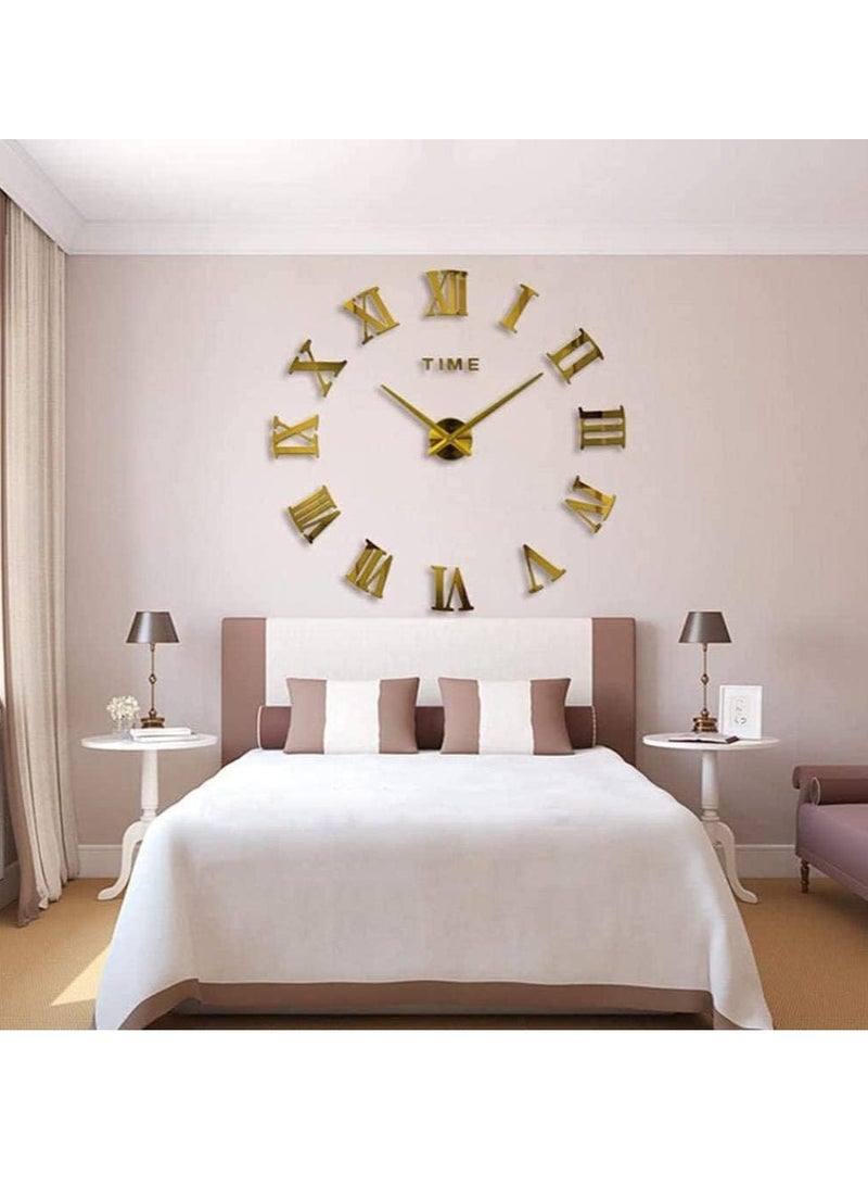 FFD Frameless Wall Clock With Mirror Number Stickers For Home & Office Decoration Black 120cm - Image 2