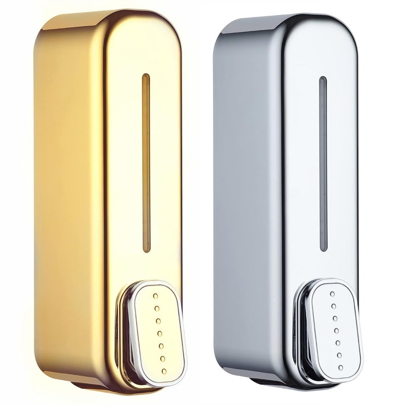 BATH GURU Soap Dispenser for Bathroom Wall Mounted ABS Plastic 350 ML- (Chrome & Gold) - Image 1