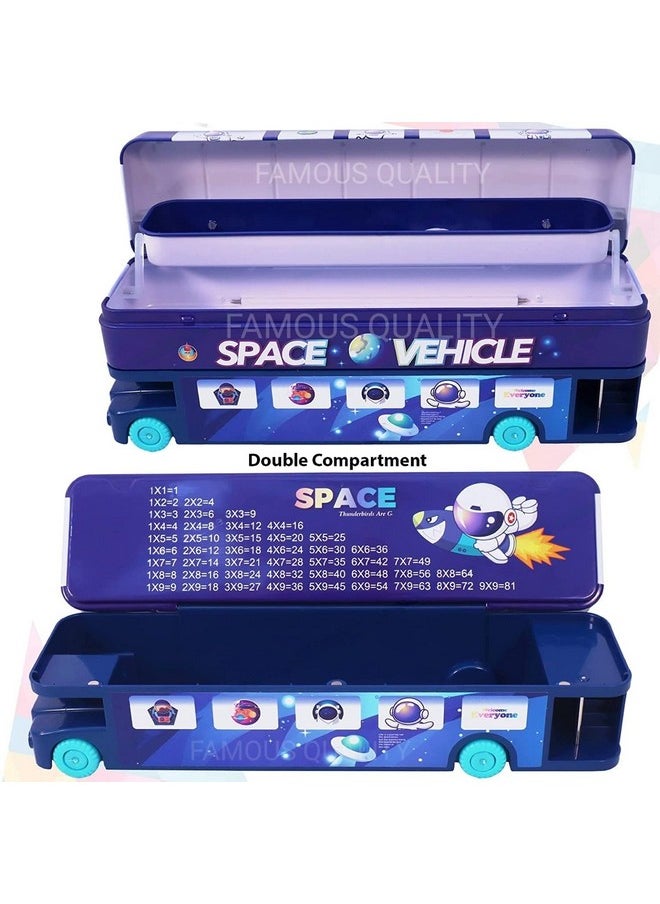 Famous Quality FAMOUS QUALITY Double Decker London Bus Matal Pencil Box With Moving Tyres And Sharpner For Kids - Space  - Image 2