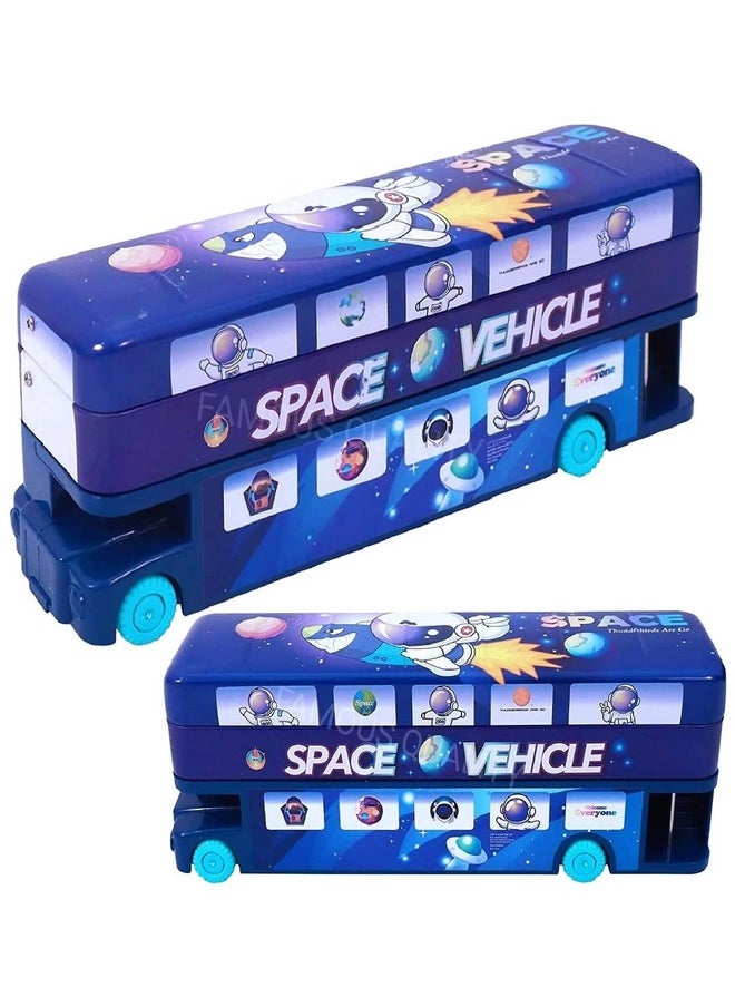 Famous Quality FAMOUS QUALITY Double Decker London Bus Matal Pencil Box With Moving Tyres And Sharpner For Kids - Space  - Image 1