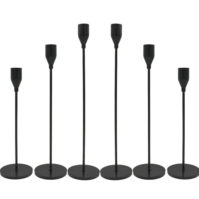 MATTE BLACK CANDLESTICK HOLDERS SET OF 6 CANDLE HOLDERS FOR 34 TAPER CANDLESLED MODERN METAL CANDLE STANDS DECORATIVE TABLE CENTERPIECES FOR WEDDING PARTY CHURCHDECORATIVE FITTING