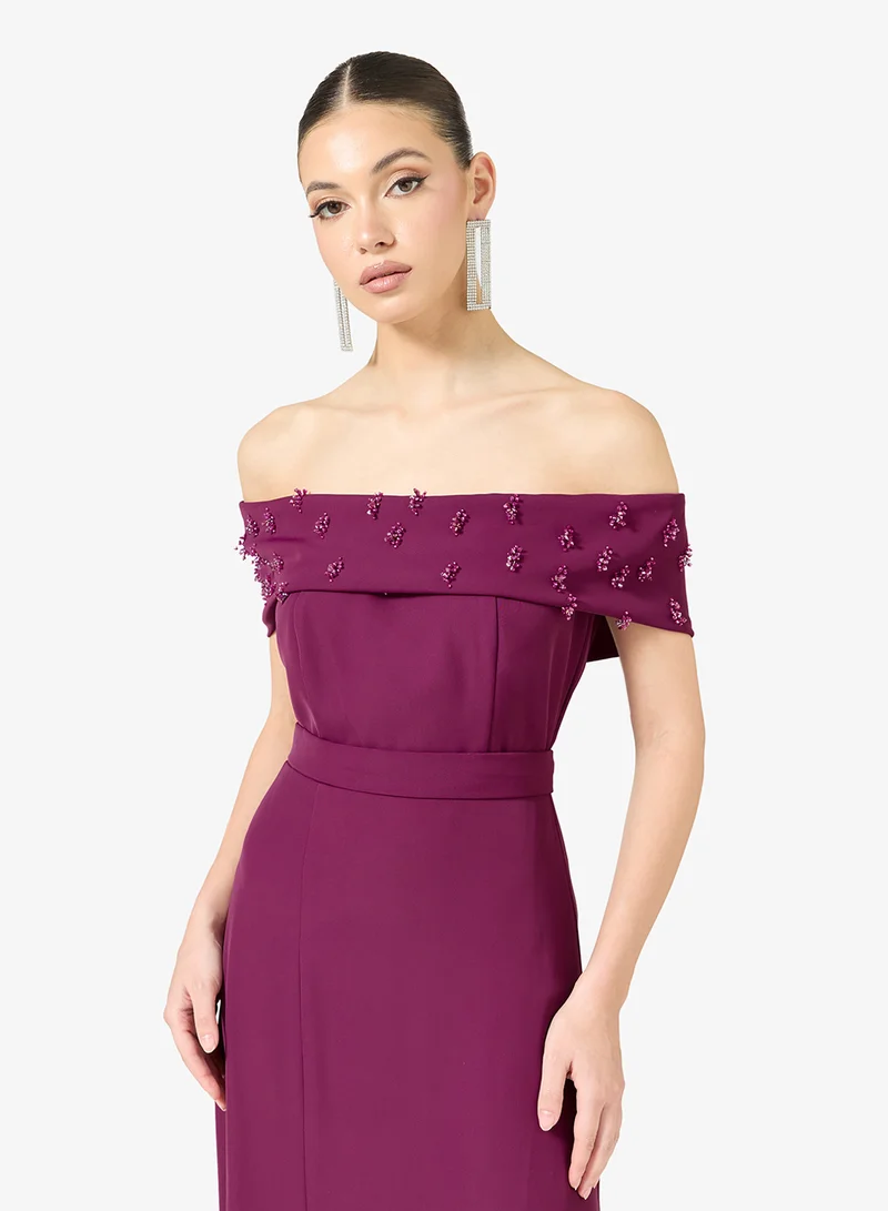 Namshi x  Rhinestone Embellished Off Shoulder Evening Dress for Women | Best Price UAE
