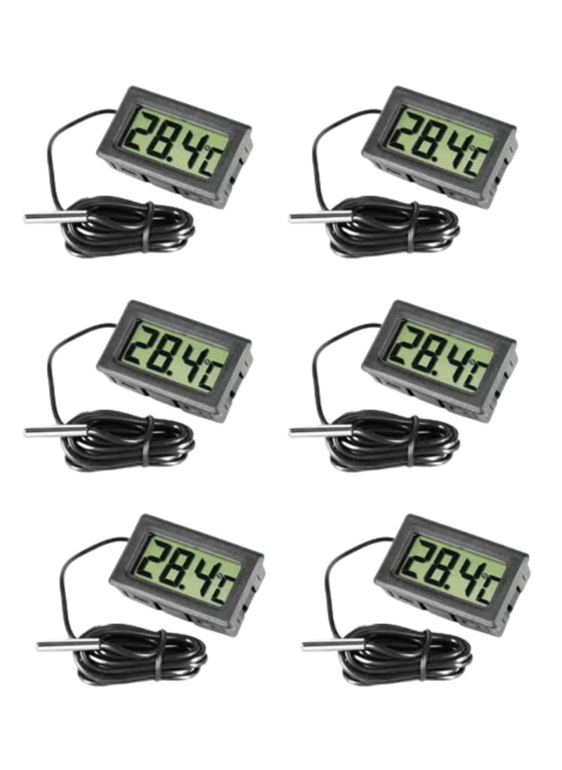 ECVV ECVV,  6Pcs Digital LCD Thermometer Temperature Monitor with External Probe for Fridge Freezer Refrigerator  - Image 1