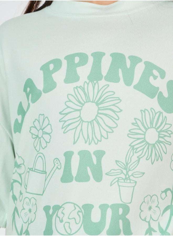 Styli - Slogan Printed Oversized T-Shirt - Image 1