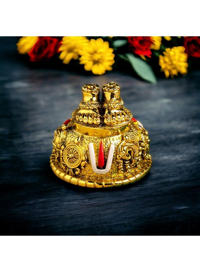 Kridaykraft Lord Venkateswara Swami Tirupati Balaji Vishnu Charan Paduka with shank chakar tilak Namah for Pooja Room/Car Dashboard | Venkateswara Swamy Feet with Shanku & Chakra Namami Showpiece Figurines - Image 4