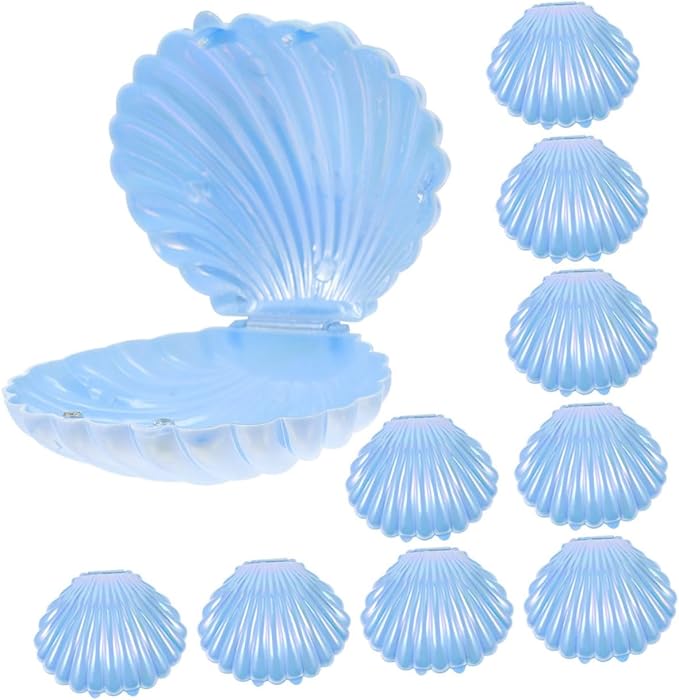 Sky Blue Pearlescent Seashell Candy Boxes For Wedding Favors And Jewelry Storage - Image 1