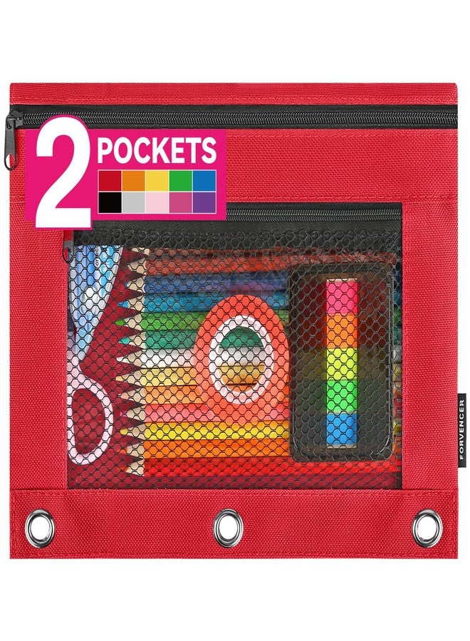Forvencer Adorable Zipper Pencil Pouch, Cute Zippe Pouch for 3-ring Binders, Sturdy Binder Pouch with Smooth Zippers, Perfect for Students & Back to School, Portable Pencil Bag, Red - Image 1