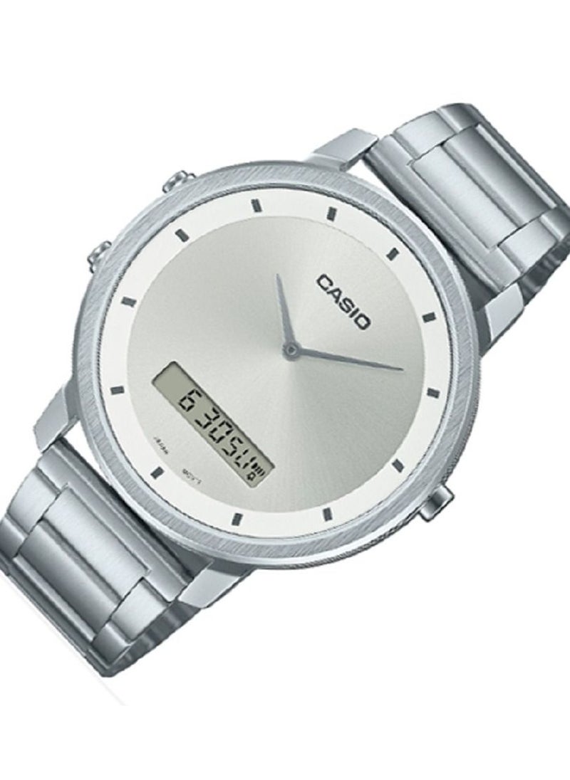 CASIO - Casio Men Watch Analog Digital Silver Dial Stainless Steel Band MTP-B200D-7EDF - Image 1