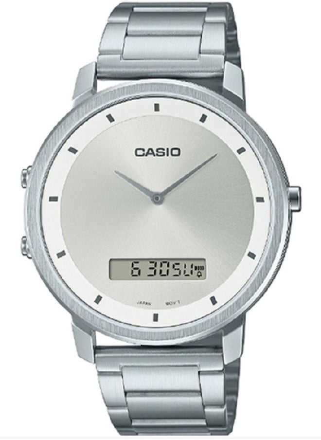 CASIO - Casio Men Watch Analog Digital Silver Dial Stainless Steel Band MTP-B200D-7EDF - Image 1