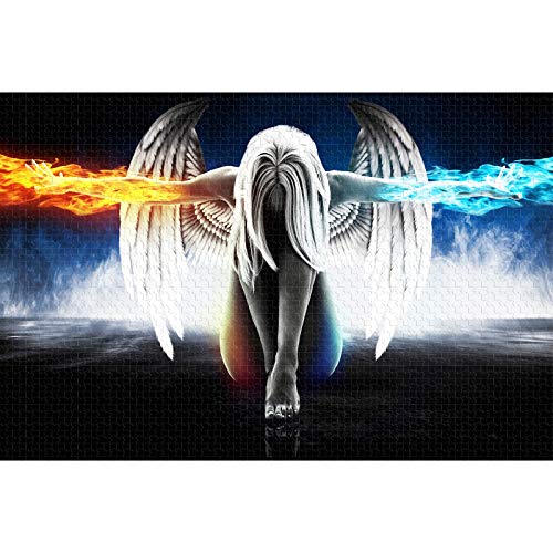 Buhoet Jigsaw Puzzle 1000 Piece Ice Fire Angel Adult Puzzle DIY Kit Wooden Puzzle Modern Home Decor Unique Gift - Image 1