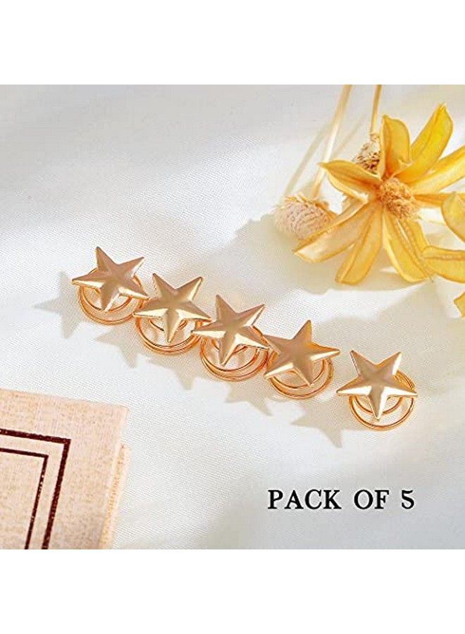 Yean مشابك شعر نجمة دبابيس شعر ذهبية 5 عبوات مستحضرات تجميل لنساء وفتيات (ذهبي) - Image 4