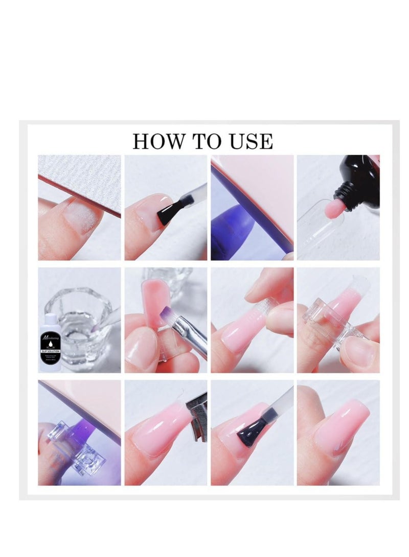 Day Wins 3 Colors Poly Nail Extension Gel Kit, Poly Gel Builder with Slip Solution, Dual Forms, Nail File, Brush Tools, French Manicure Kit for Women, DIY Home Gift - Image 5