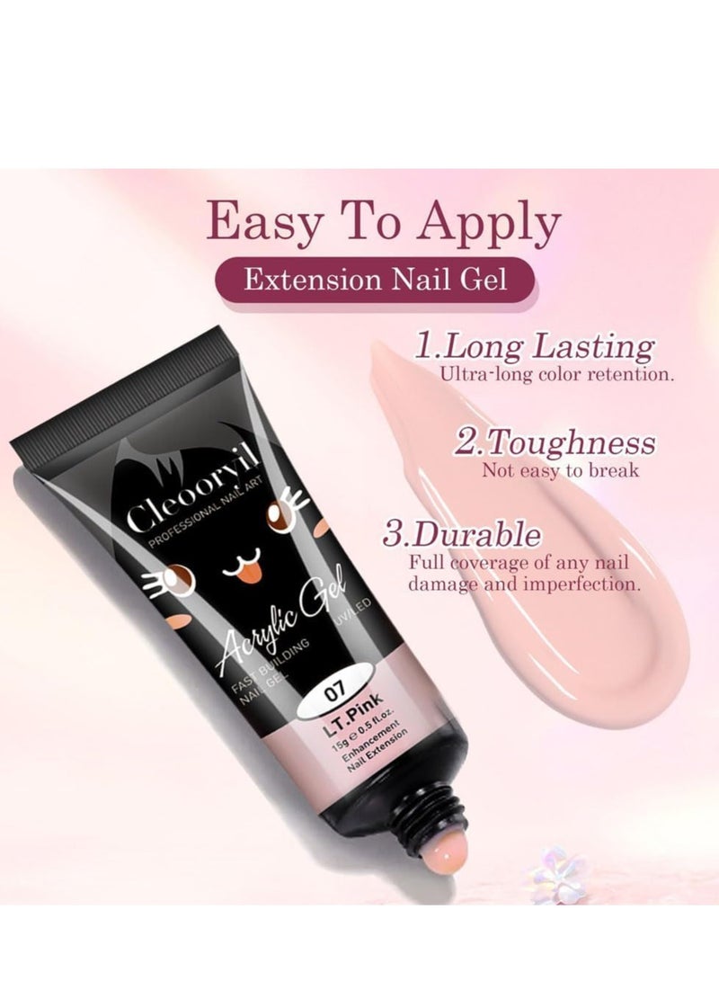 Day Wins 3 Colors Poly Nail Extension Gel Kit, Poly Gel Builder with Slip Solution, Dual Forms, Nail File, Brush Tools, French Manicure Kit for Women, DIY Home Gift - Image 3