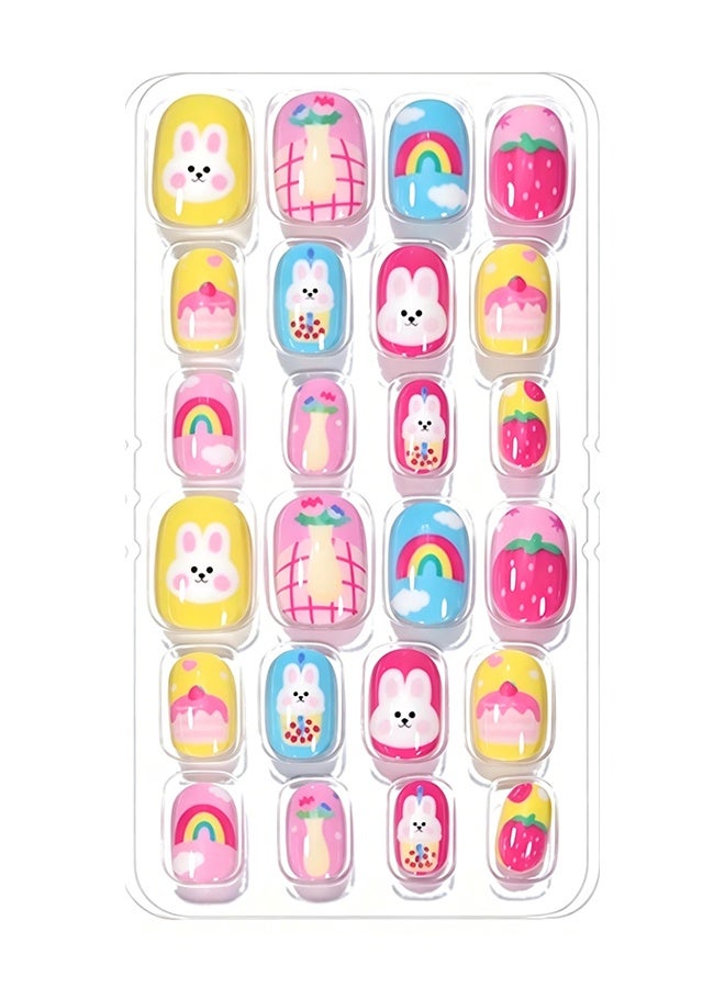DOUBORQ Nail Stickers —False Nails Multicolour,120Pcs 5 Days Cute Design Nail Tips for Children Press On False Nails Set Manicure DIY,#6 - Image 3