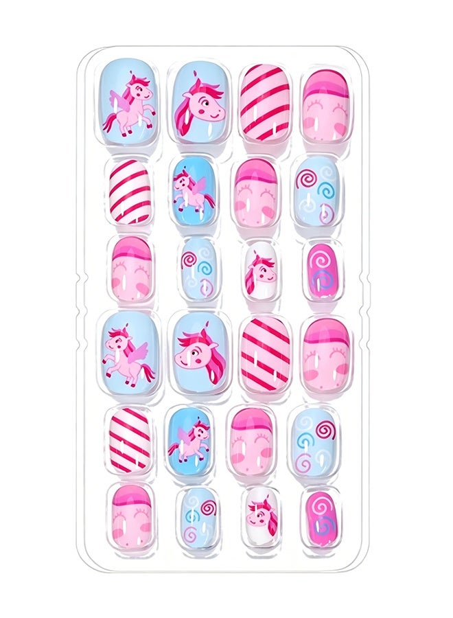 DOUBORQ Nail Stickers —False Nails Multicolour,120Pcs 5 Days Cute Design Nail Tips for Children Press On False Nails Set Manicure DIY,#6 - Image 2