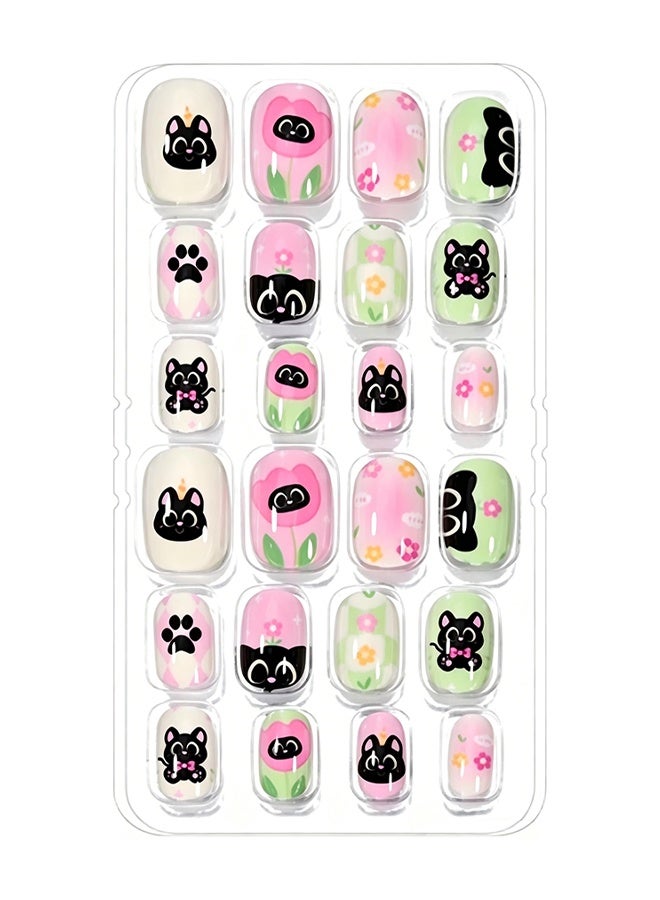 DOUBORQ Nail Stickers —False Nails Multicolour,120Pcs 5 Days Cute Design Nail Tips for Children Press On False Nails Set Manicure DIY,#6 - Image 4