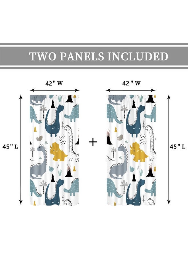 Cinbloo Dinosaur Curtains 42Wx45H Inch Rod Pocket Kids Cartoon Dino Baby Boys Art Printed Nursery Children Cute Navy Blue Safari Animal Living Room Bedroom Window Drapes Treatment Fabric 2 Panels - Image 4