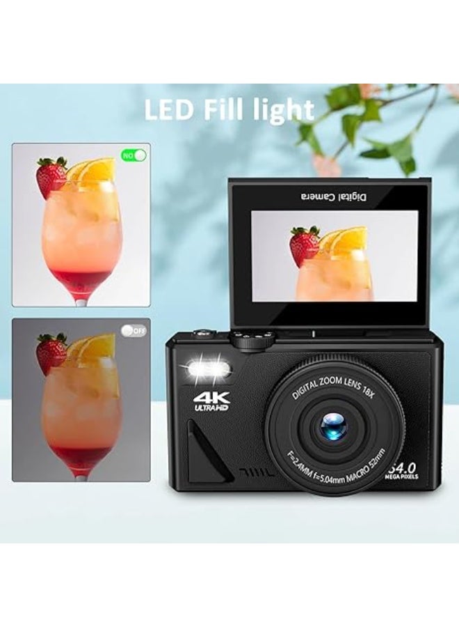 64MP Digital Camera for Photography  Video: 4K vlog camera for YouTube with 3-inch flip screen, 16x digital zoom digital camera as a giftc - Image 4